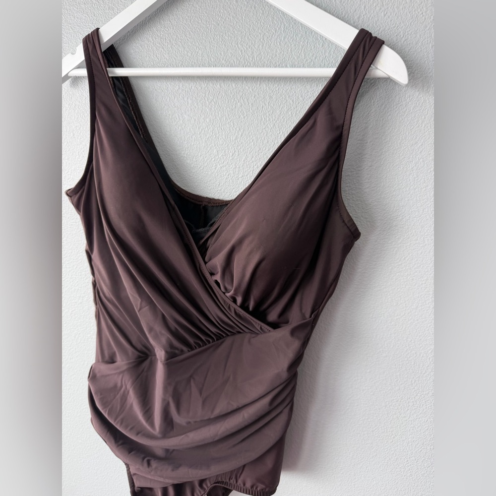 Miraclesuit Brown Oceanus Wrap Front Shapewear On… - image 2